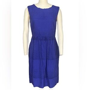 J. crew bright indigo blue sleeveless eyelet dress size 6